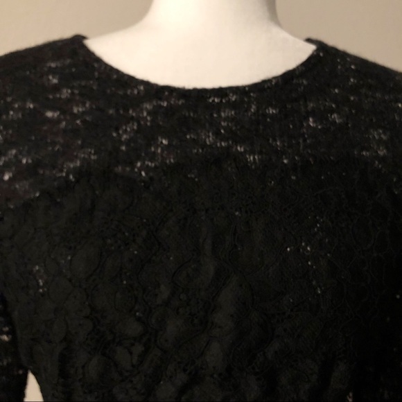 Zara black white fuzzy lace trimmed sweater - Picture 6 of 15